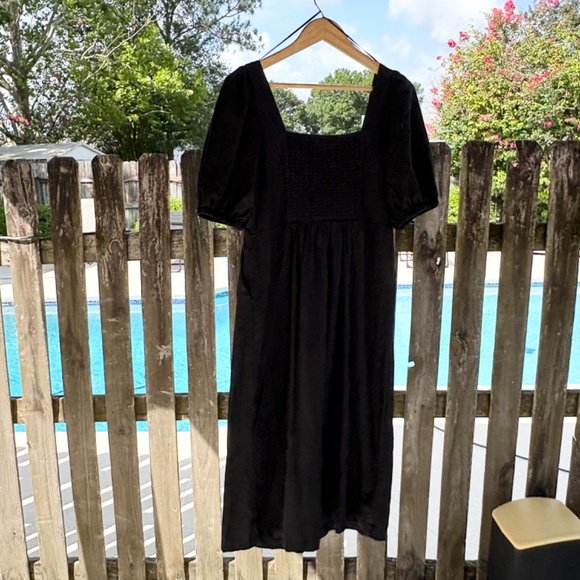 NWT Old Navy Linen-Blend Button-Front Black Midi Dress Size‎ M - Picture 7 of 14